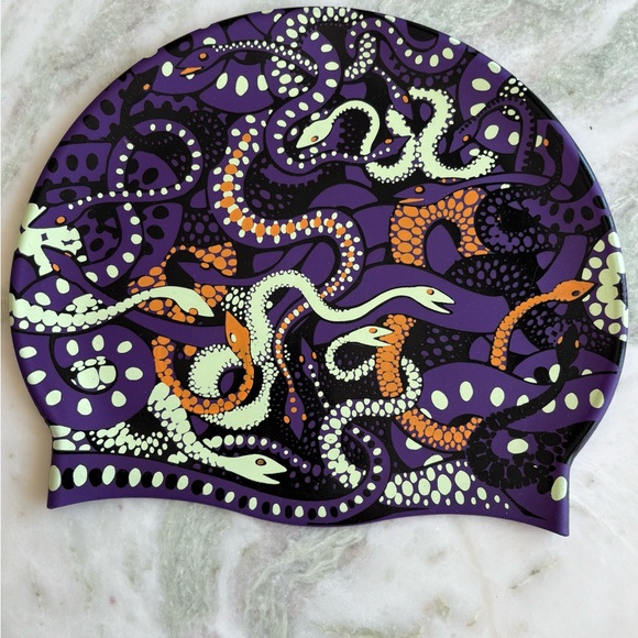 Accessories - Purple Medusa Pattern Swim Cap
